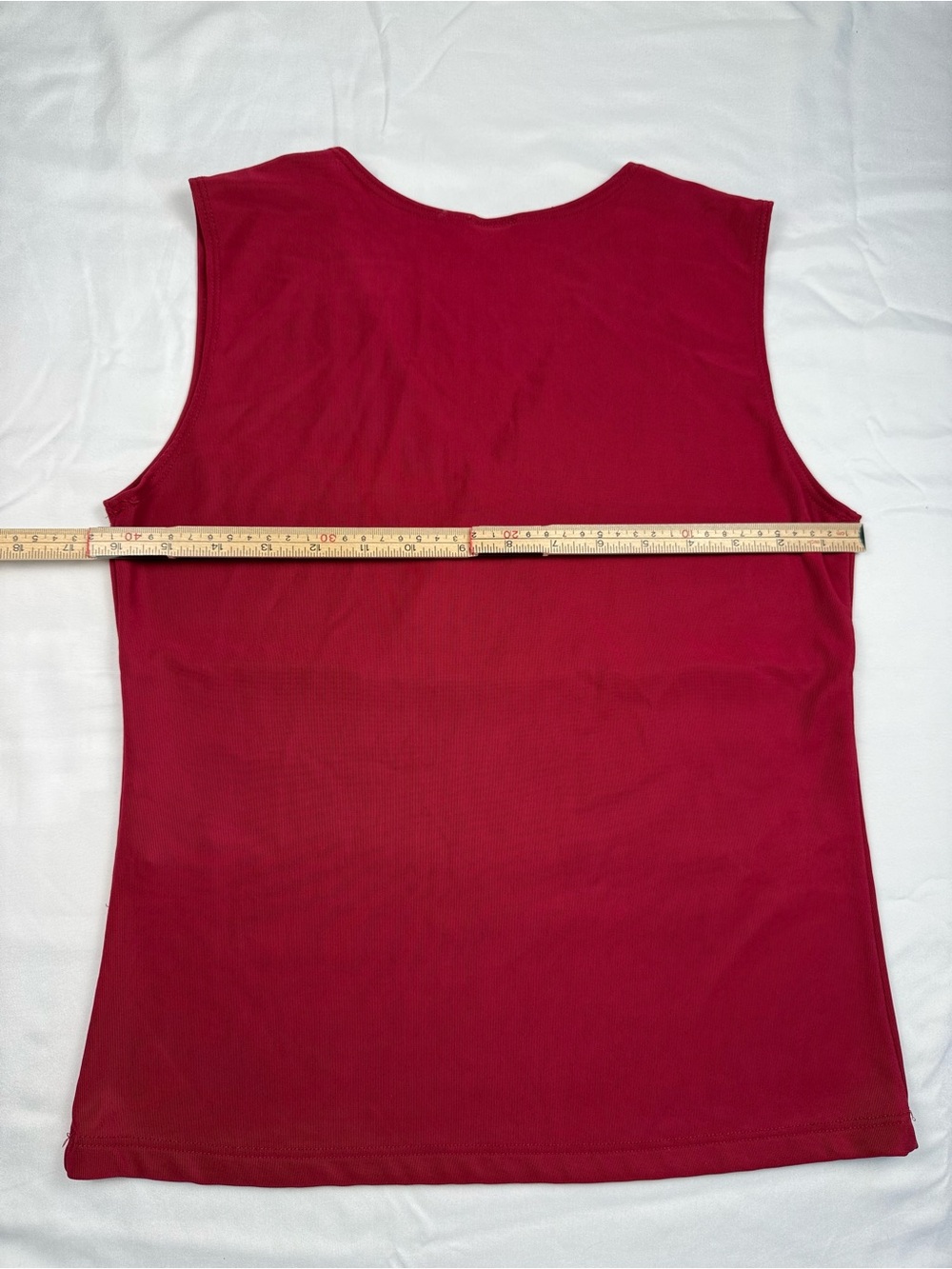 Suzy Women's Sleeveless V-Neck Mock Wrap Tank Top Deep Red Size XL Stretch - Picture 6 of 7